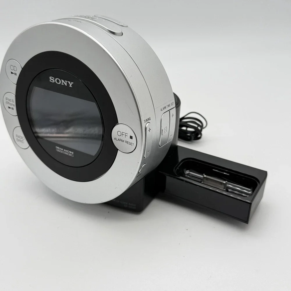 Sony Dream Machine ICF-CD3iP CD Clock Radio iPod iPhone Dock Tested Works